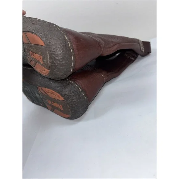 BORN Womens 9.5M Brown Pebbled Leather Boots W6807 Calf High Slouch Comfort Chic - Picture 13 of 14